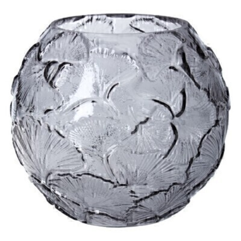 Grey Globe Glass Vase By Gisela Graham This patterned grey glass globe vase is made by the London based designer Gisela Graham who designs really beautiful gifts for your home and garden. It is suitable for artifical or real flowers or would loook lovely empty to show off its design. Would make an ideal gift.